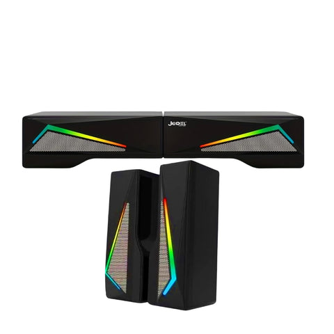 for JEDEL S-550 Wired Rainbow Desktop Speakers Soundbar 6W – 2.0 Channel Stereo – USB Powered + 3.5mm Cable