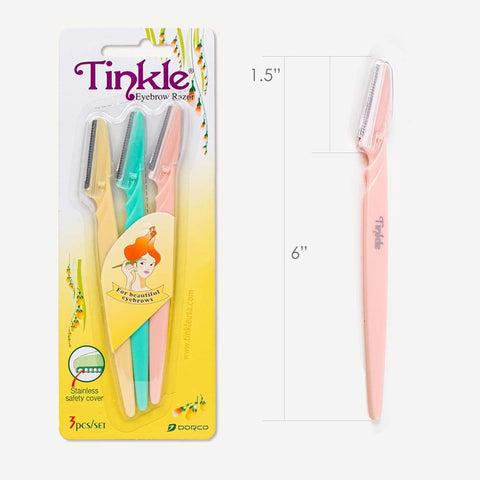 Dorco Tinkle Durable Eyebrow Razor with Protective Case, 3 Blades) 1 Item