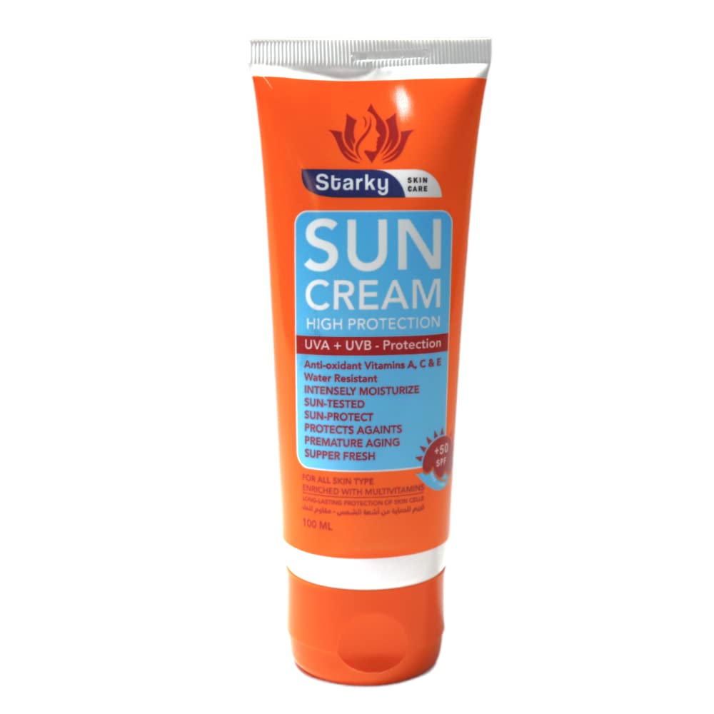 Starky Skin Care Sun Cream + 50 SPF High Protection UVA + UVB -Protection For All Skin Type Enriched With multivitamins-100 ML
