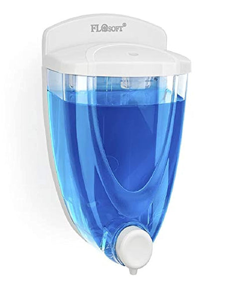 Flosoft Plastic Liquid Soap dispenser 650ML Wall Mount Easy to refill suitable for Liquid hand soap and Hand Sanitiser Transparent