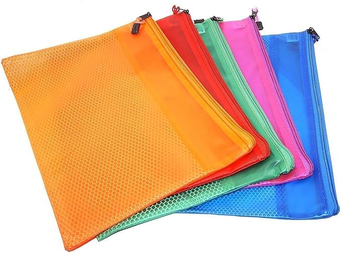 Hathiani A4 Large Document Bag with Zipper, Waterproof Zipper Document Bag for Holding Documents, Pens, Pens, Stationery, Cosmetics, Travel Organizer, Multicolor (Pack of 1)