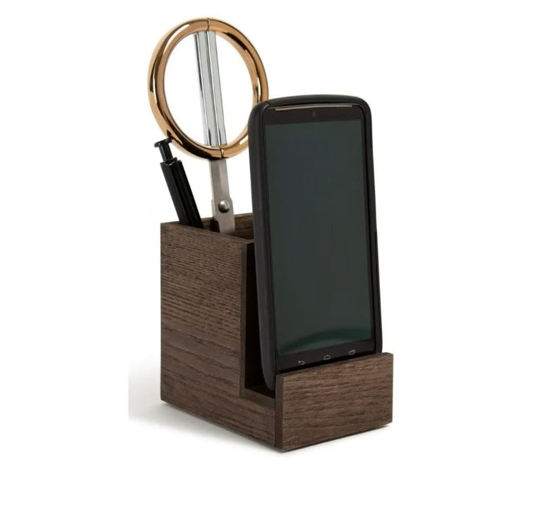 Wood Phone Docking Station for Men - Desk or Nightstand Organizer - Birthday Gifts for Husband, Dad - Anniversary Idea from Wife - Key Holder, Stand Wallet, Watch & Essentials