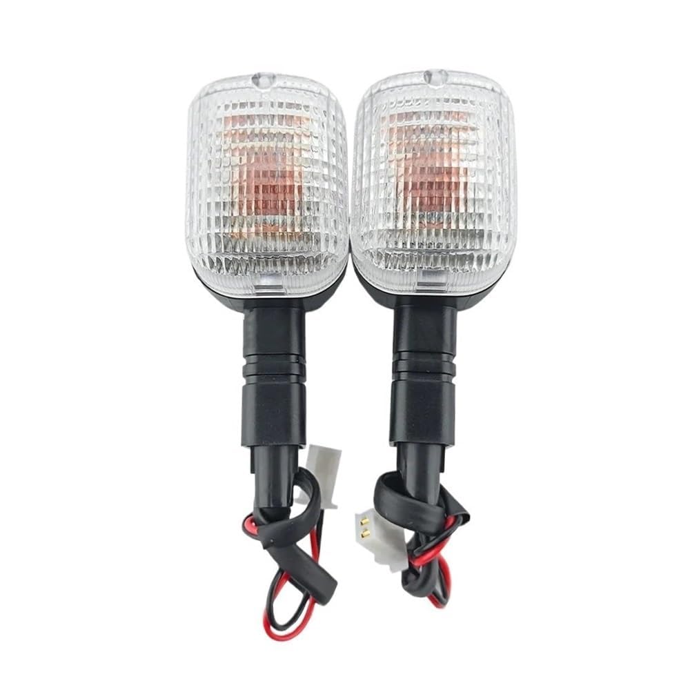 2PCS Universal Motorcycle Turn Signals – Amber Indicator Lights with Clear Lens for Front or Rear Mounting