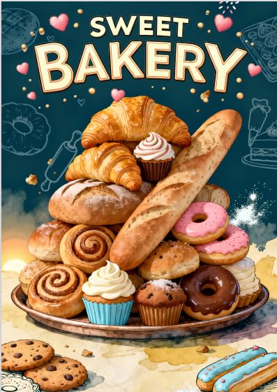 Sweet Bakery Coloring Book - 50 Pages A4 Size Bedaya