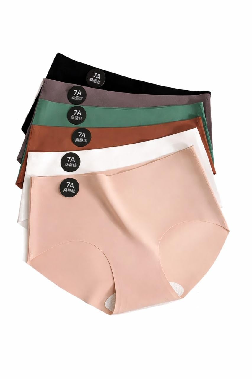 SHEIN-6pcs Seamless Ice Silk Panties, Invisible Underwear, Comfortable Low-Waist Panties,Thin Soft Briefs, 7A Invisible Elastic Fabric, Women's Underwear, Smooth Soft Breathable