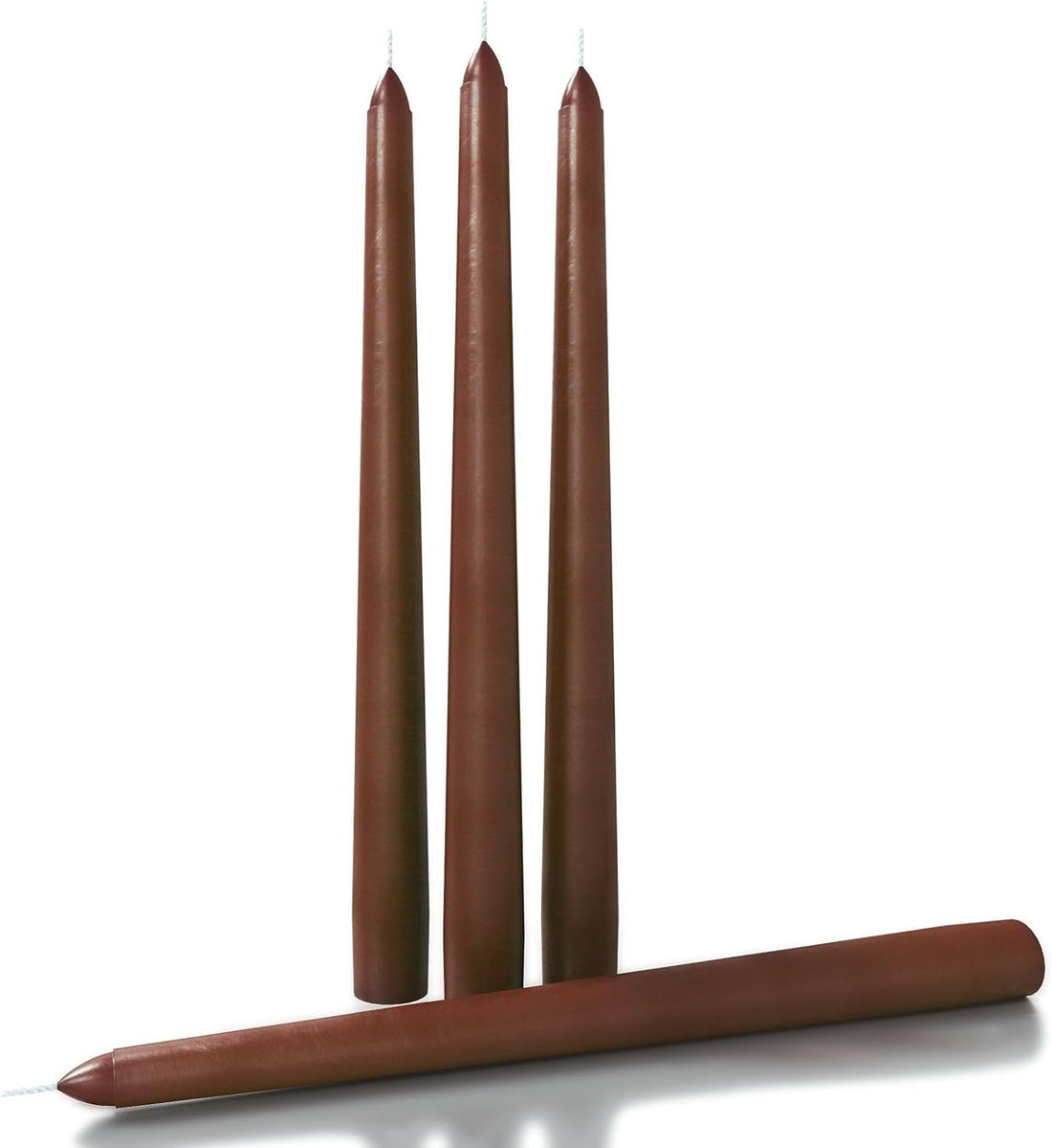 4 Taper Candles – 10-Hour Burn Time Each – 26 cm Tall – Dripless – Smokeless – Fits All Candle Holders – Clean, Even Burning – Perfect for Home Décor | Total Weight: 240gm (4, Brown)