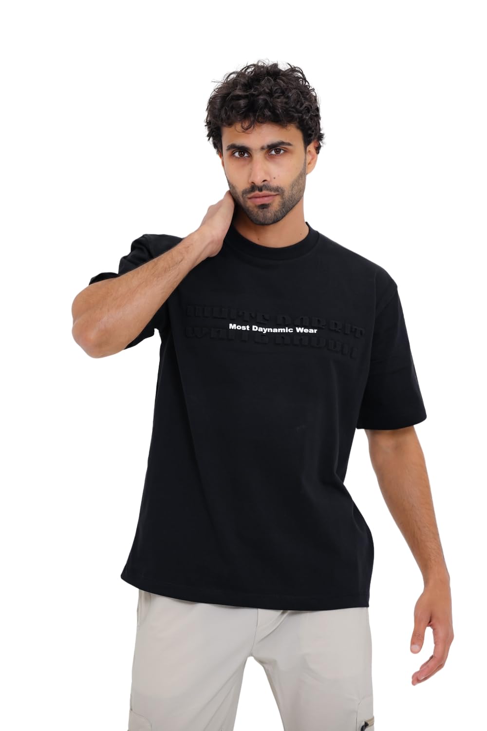 Chest Sprayed ""Most Dynamic Wear"" Black Slip On Tee