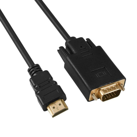 HDMI to VGA Cable with Converter, Resolution Full HD 1080p 60Hz, Gold-Plated Connectors, 2M - Black