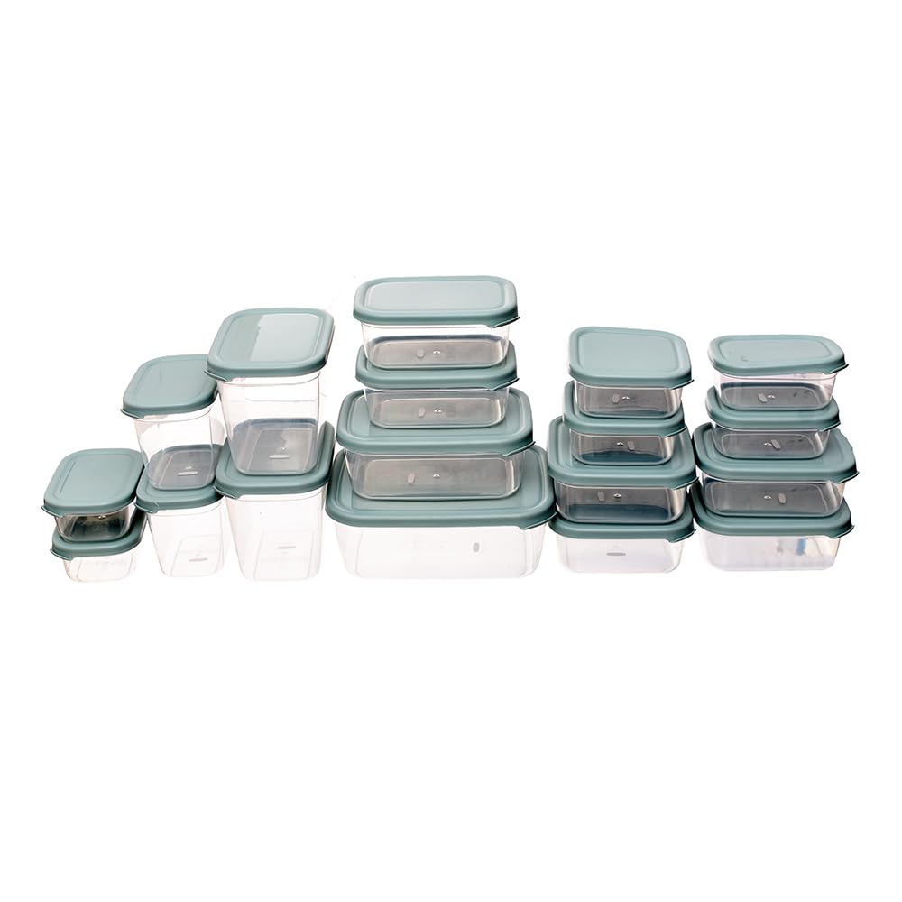 Aksa Mono Plastic Food Container Set of 18 Pieces - Green