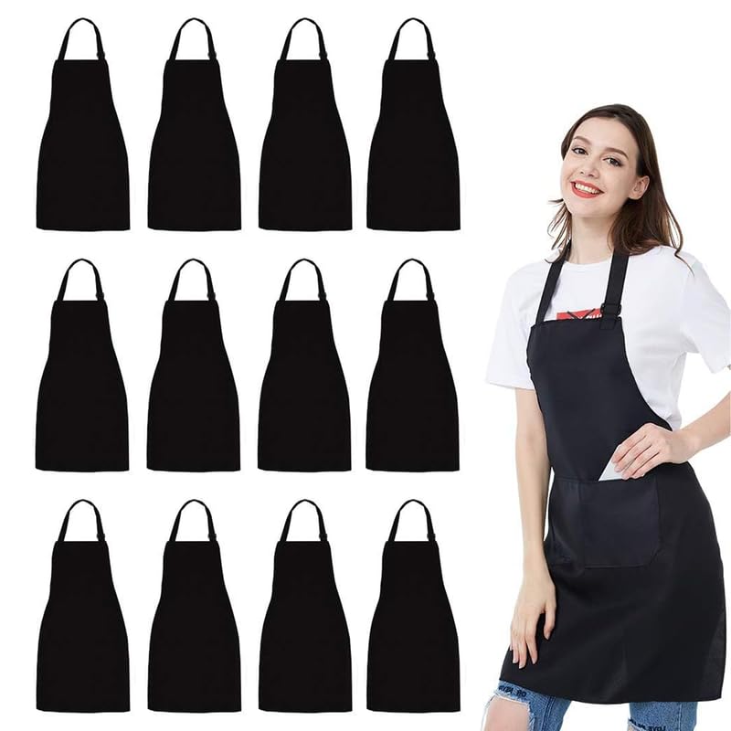 ART MOOD HOME Waterproof Bib Apron - Unisex Apron Bulk with 2 Roomy Pockets Machine Washable for Kitchen Crafting