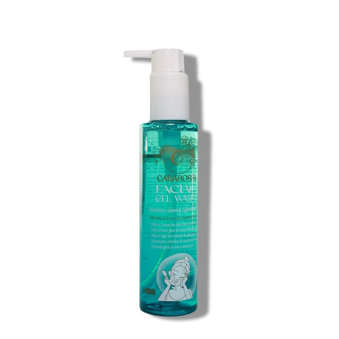 Cabarossa Facial Gel Wash – Instant Cleansing, Exfoliation & Brightening with Aloe Vera, Rosemary & Amino Acids – Gentle Daily Face Wash for All Skin Types – 150ml