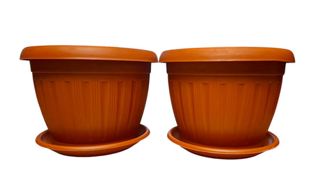 German Plant Pot, 20 cm, Set of 2, (Red Brown)