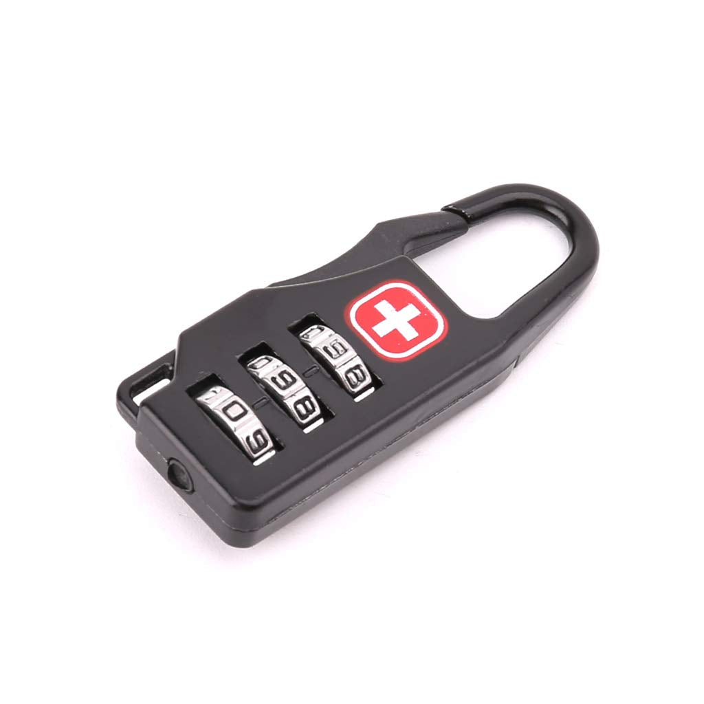 WOYA Swiss Cross Symbol 3-Digit Combination Safe Code Mini Padlock Luggage Travel Number Lock Black Zinc Alloy