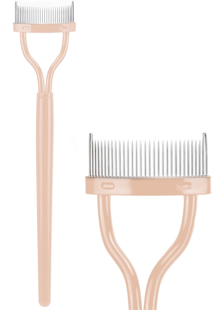Annina - Eyelash Curler, Eyelash Separator Comb, Mascara Declumper Eye Tool With Cover (Beige)
