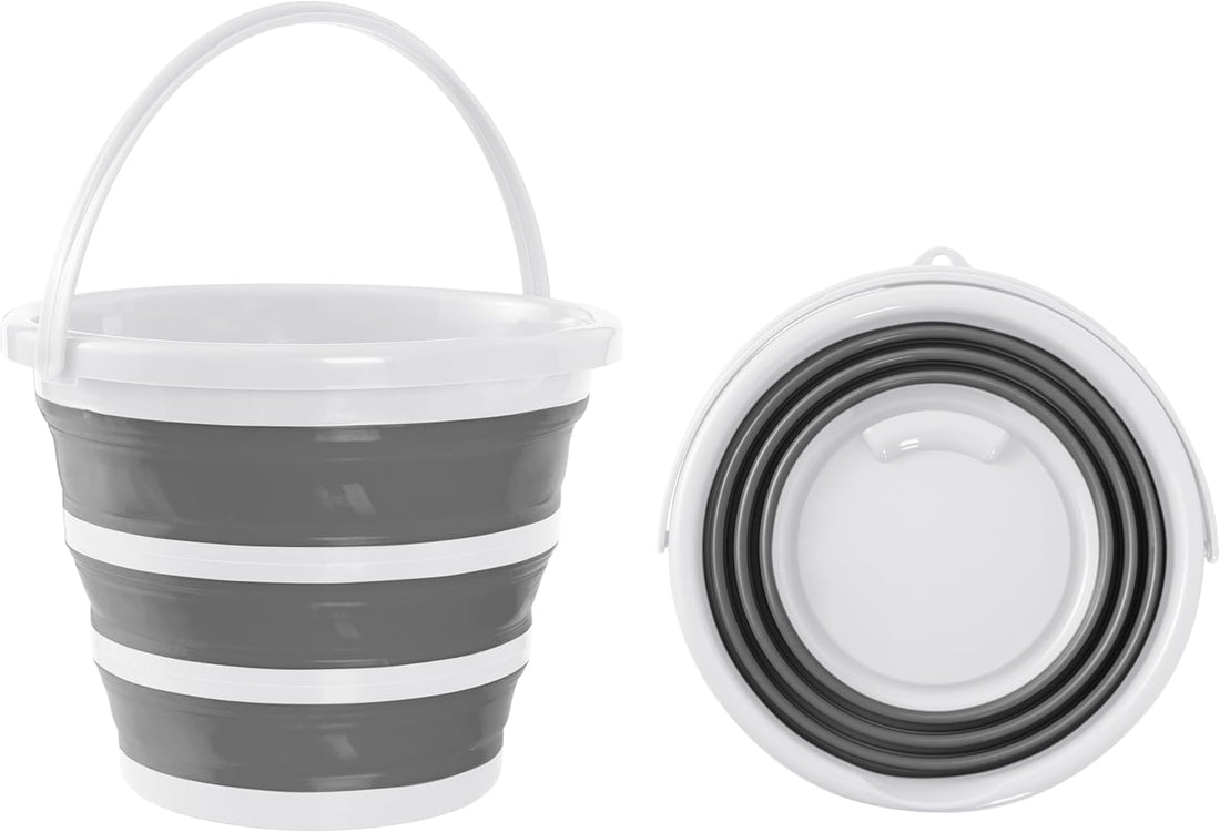 Collapsible Bucket, 10 Litres, Portable, Space Saving, Silicone, Sturdy, Tear Resistant, For Cleaning Fishing Camping. Space Saving for Home & Outdoors - Flattens to 5cm