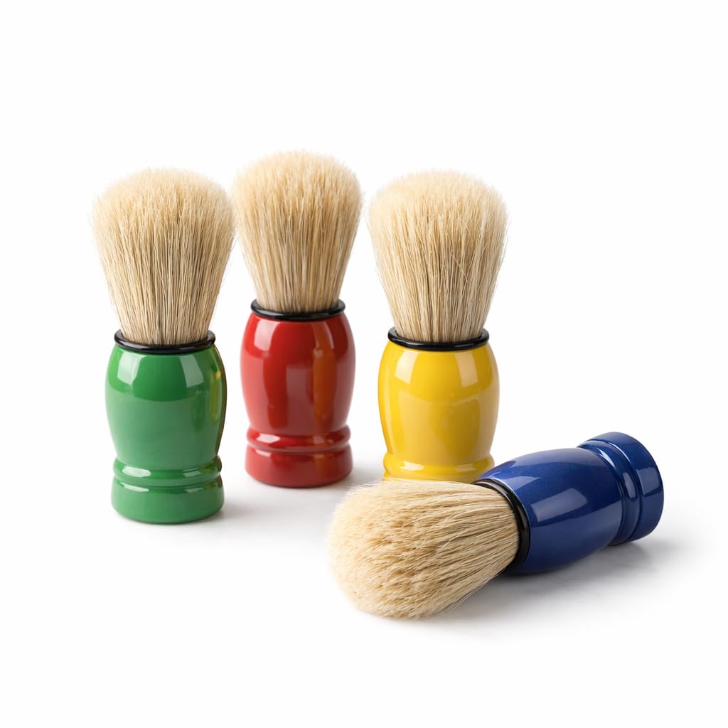 ZOZY Men’s Shaving Brush – Natural Bristles, Wooden Handle, Creates Rich Lather for Shaving Cream & Soap