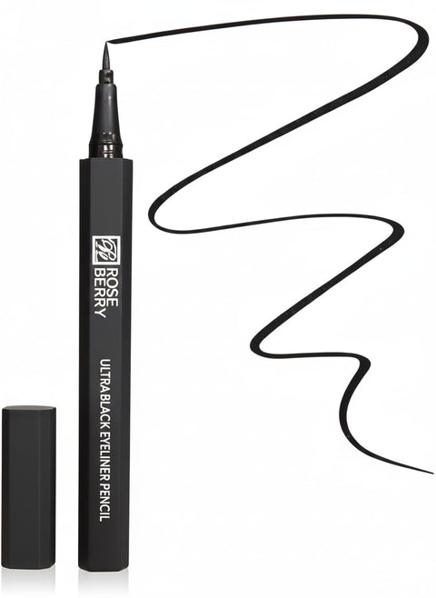 Rose Berry Ultra Black Eyeliner Pencil, Waterproof, Long-Lasting Formula