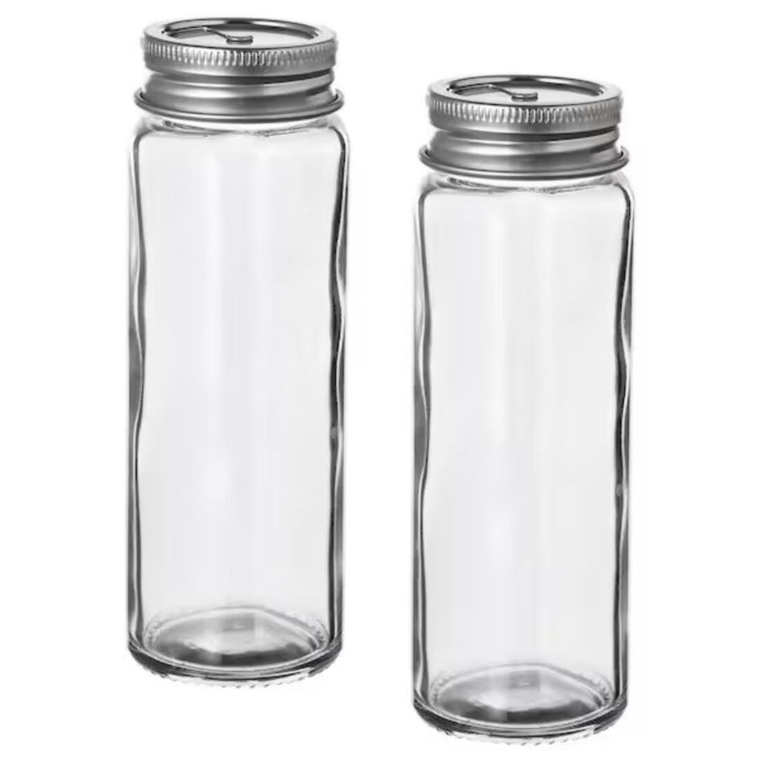 Digital Shoppy CITRONHAJ Salt and Pepper shakers, Clear Glass/Stainless Steel, 12 cm (4 ¾ ") (Pack-2)