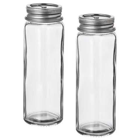 Digital Shoppy CITRONHAJ Salt and Pepper shakers, Clear Glass/Stainless Steel, 12 cm (4 ¾ ") (Pack-2)