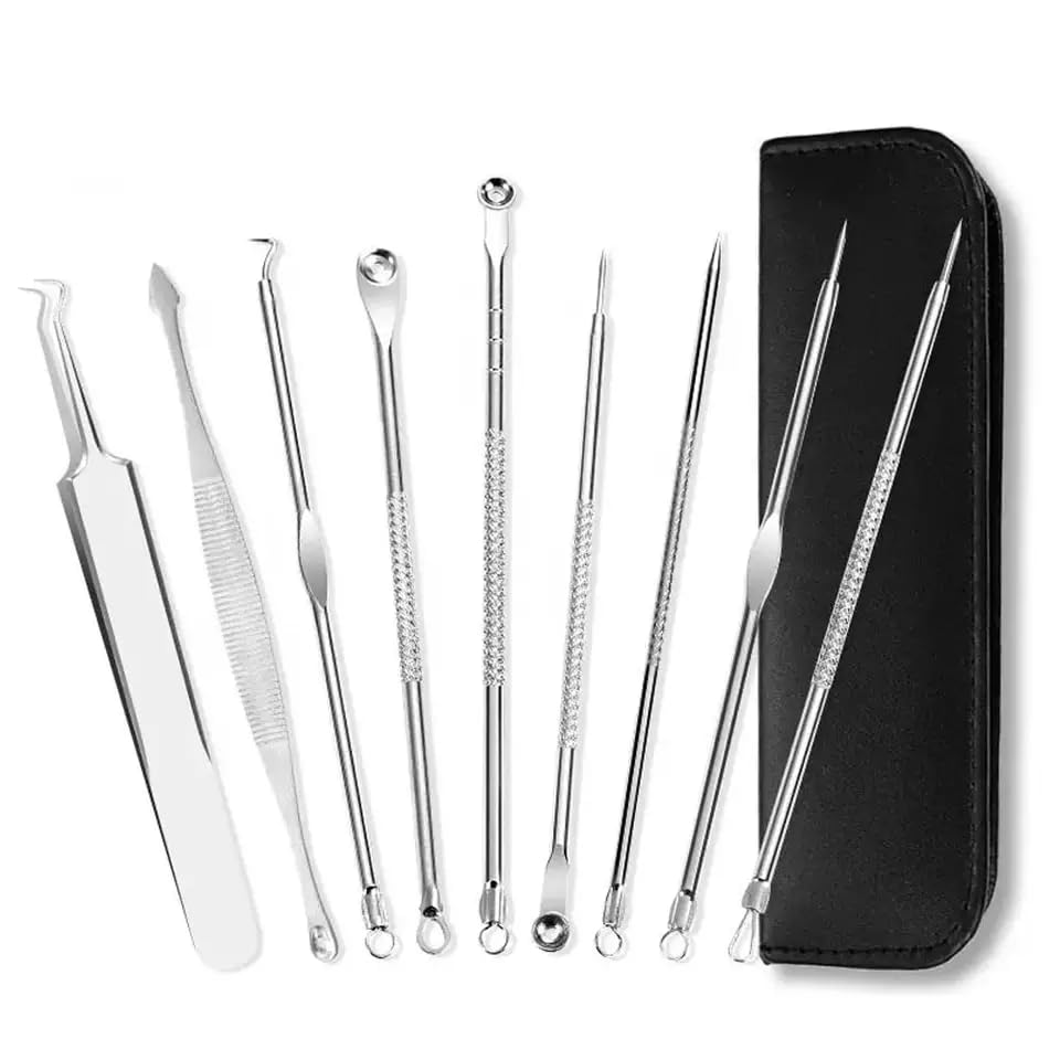 Phyzioline Generic 8 Pcs Blackhead Whitehead Popping Pimple Remover Acne Extractor Tools Kit