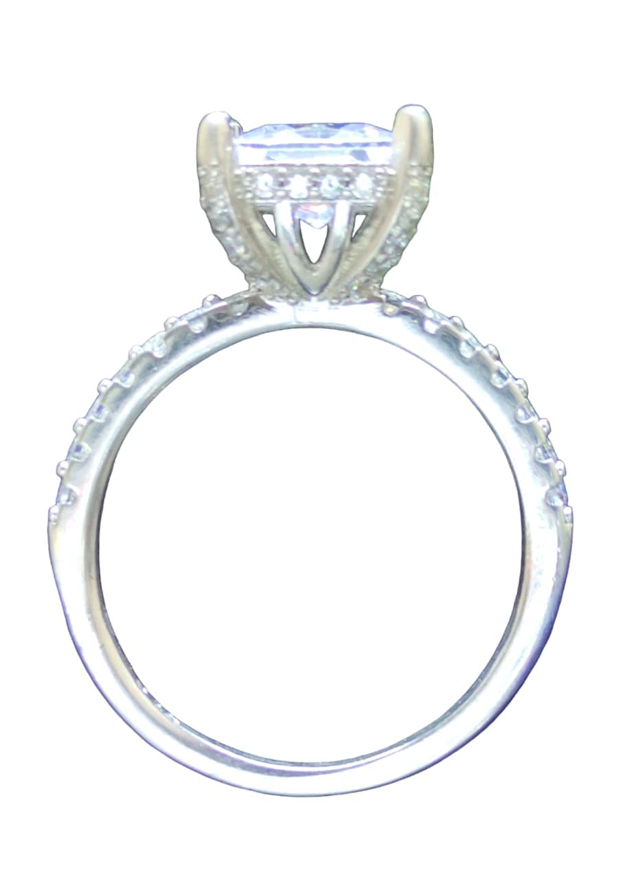 Women's 925 Swiss Silver White Gold Plated Genuine Cubic Zirconia Fashion Model Nicknamed Bright Love