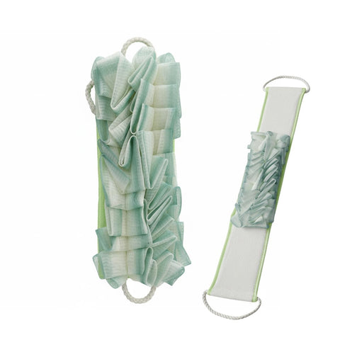 Back Scrubber for Shower, Exfoliating Bath Towel 3D, 80 Cm, Microfiber Loofah Back Washer with Long Strap, Double-sided Body Brush for Men and Women, B-629 (Green)
