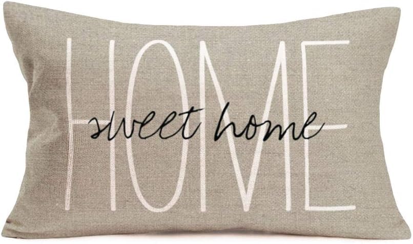 Home Sweet Home Quotes Throw Pillow Covers Cotton Linen Waist Lumbar Personalized Throw Pillow Cases Blessing Family Housewarming Gifts Home Office Bay Window Decorative Rectangular 12x20 Inch