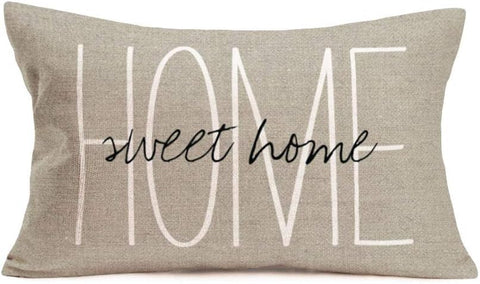 Home Sweet Home Quotes Throw Pillow Covers Cotton Linen Waist Lumbar Personalized Throw Pillow Cases Blessing Family Housewarming Gifts Home Office Bay Window Decorative Rectangular 12x20 Inch