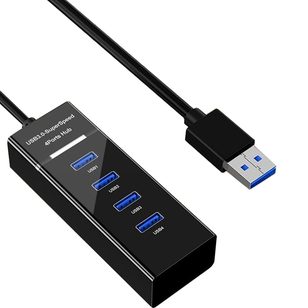 4-Port USB 3.0 Hub, USB C to USB Adapter, Supports Keyboards/Mice/Printers/Flash Drives, Compatible with Windows/MacOS