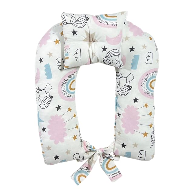 Breastfeeding Support Pillow for Mothers with Head Pillow and Washable Cover.-80039-White