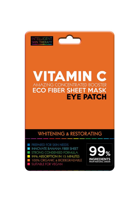 Under Eye Patches Booster Intelligent Skin Therapy - Made in EU - 100% Biodegradable Banana Fiber Sheet - Cruelty Free & 100% Vegan - Natural Formula - 1 Pair - VITAMIN C