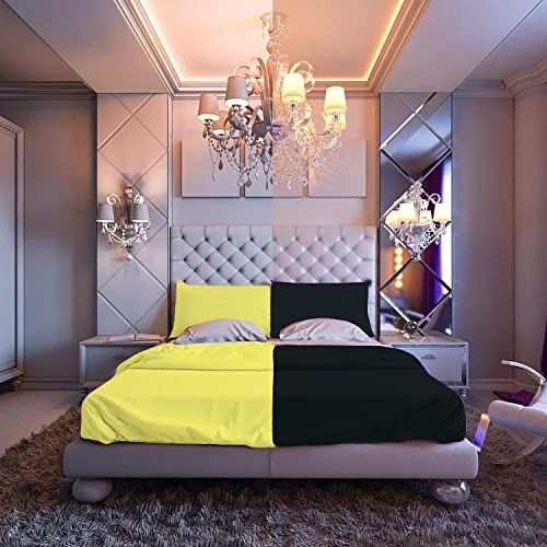 Tigers Trade Lines bed sheet set for master rooms 3 pcs from (Flat 240 * 250 cm, Black-Yellow)