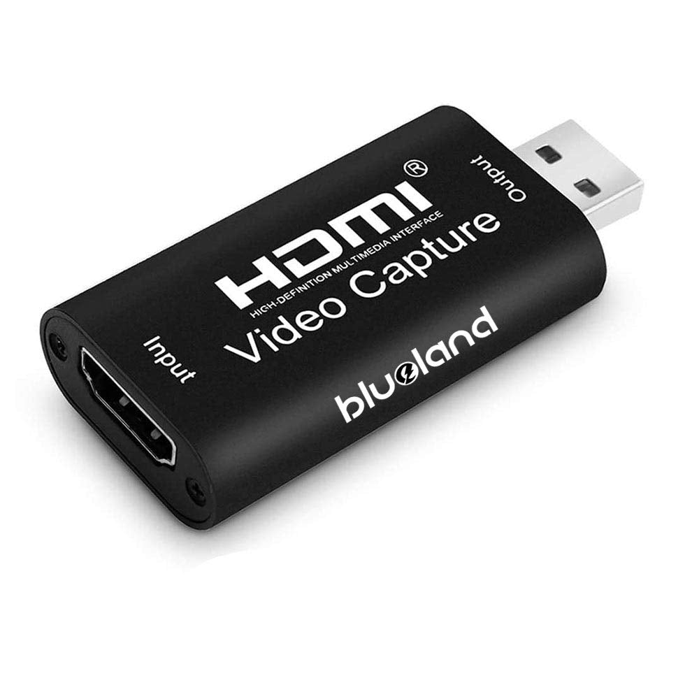 Blueland portable video capture card hdmi to usb 2.0 1080p video record via dslr camcorder action cam for game stream mobile live broadcast