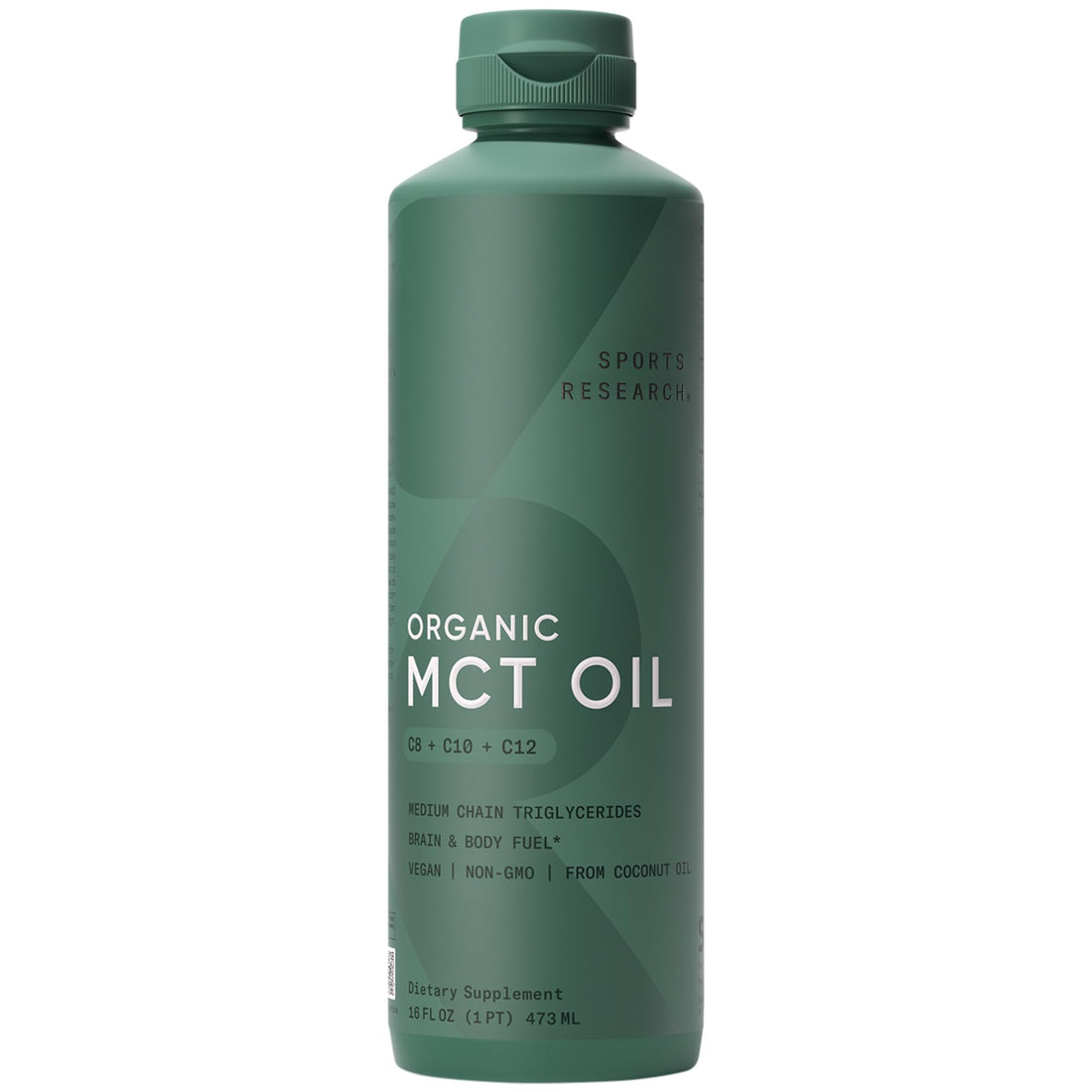 Sports Research Keto MCT Oil from Organic Coconuts - Fatty Acid Fuel for Body + Brain - Triple Ingredient C8, C10, C12 MCTs - Perfect in Coffee, Tea, & More - Non-GMO & Vegan - Unflavored