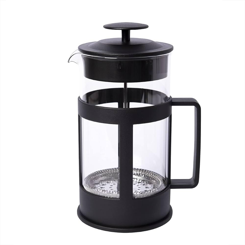Downtown Professional French Press Coffee and Tea Maker, 350ml Pyrex Glass Filter, Black Heat-Resistant Frame for Home and Office, Manual Plunger Brewer for Rich Coffee and Loose Leaf Tea