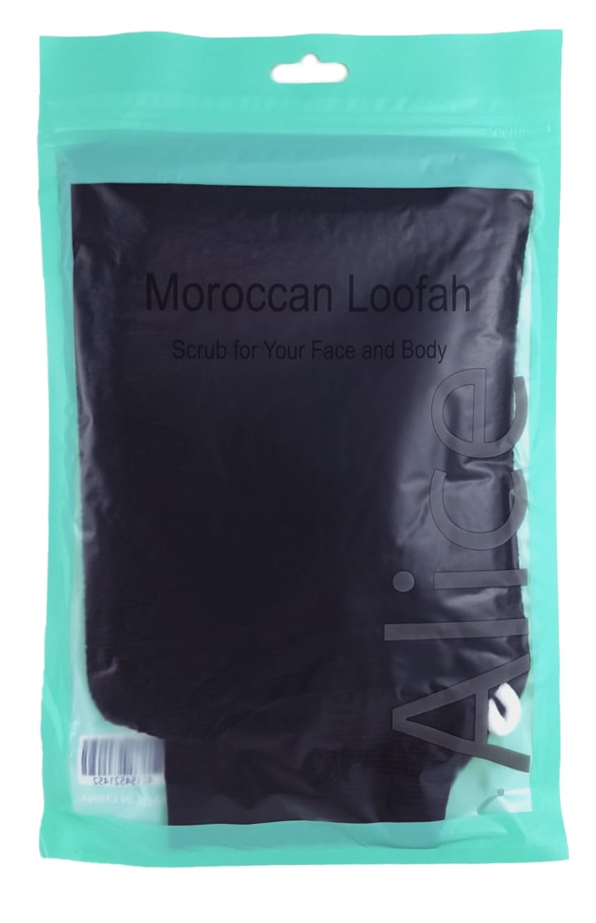 Alice - Loofah, Premium Moroccan Loofah, Scrub For Your Face And Body, Professional Exfoliating For Deep Pore Cleansing and Skin Renewal (Black)