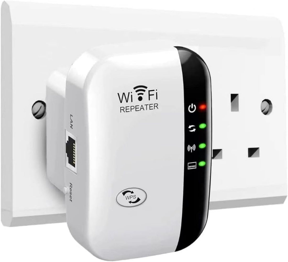 WiFi Extender, WiFi Booster, WiFi Repeater, Covers Up to 3000 Sq.ft and 45 Devices, Internet Booster - with Ethernet Port, Quick Setup, Home Wireless Signal Booster, UK plug. White3