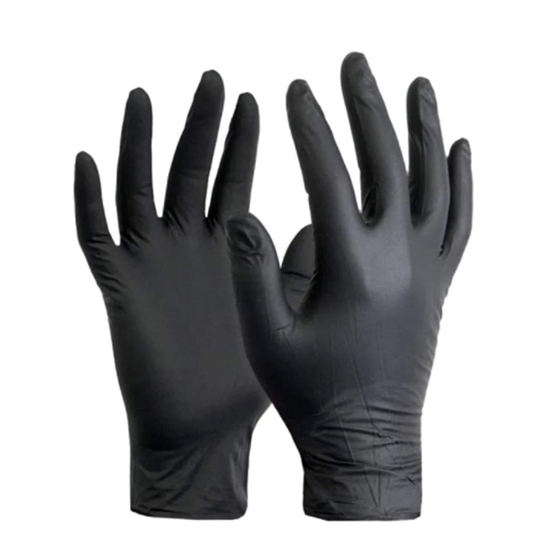 Food Gloves - Reliable black nitrile powder-free disposable gloves for mechanical repair and tattooing, quality standard 1.5 ensured, set of one hundred pieces offering superior grip and comfort.