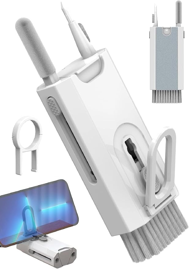 Tazweeq 8-in-1 Cleaning Kit, Computer, Cell Phone, Headphone and Screen Cleaning Kit, fits all types of cell phones and computers, comes with stand and cleaning spray.