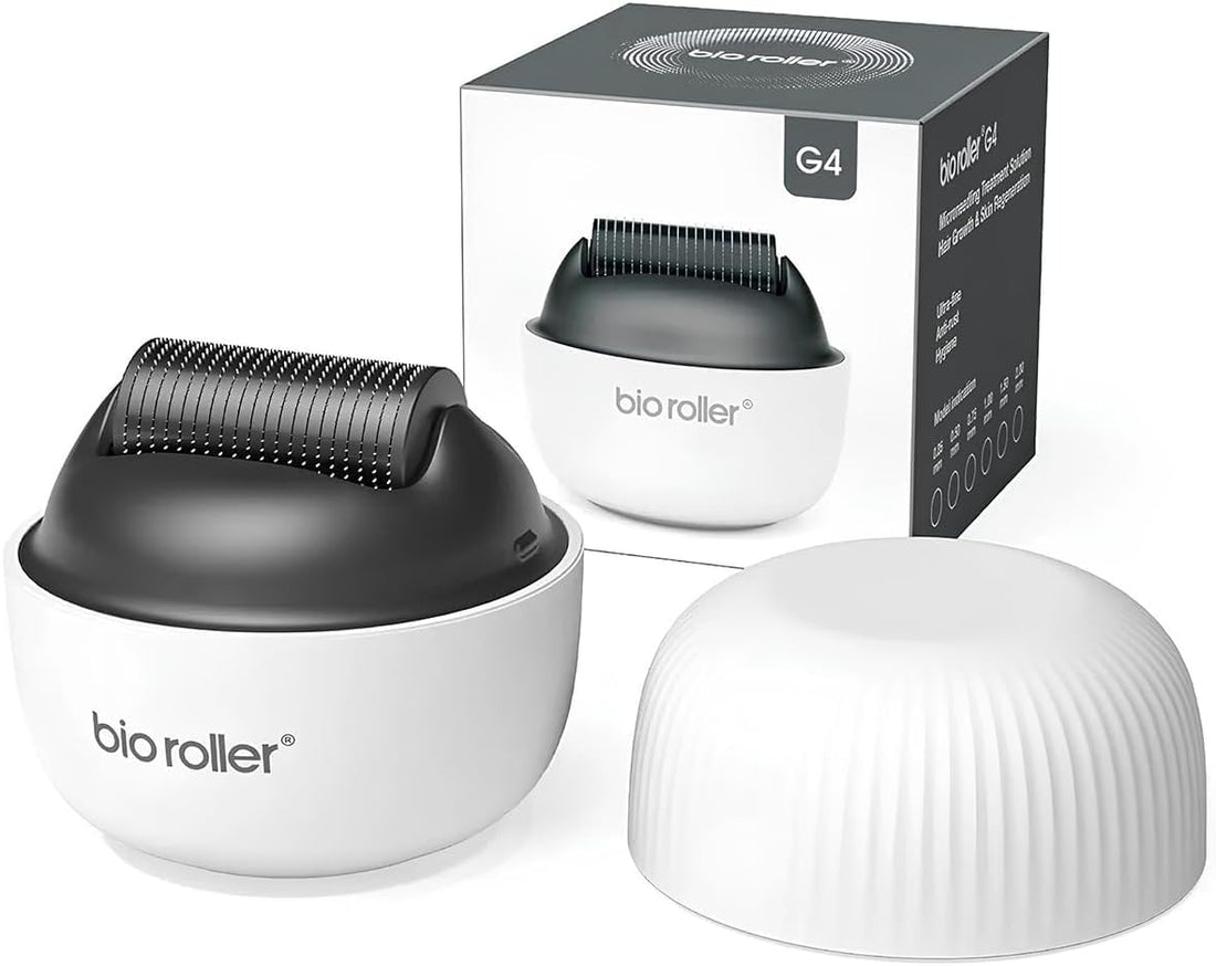 Derma Roller Micro needling Kit, 1200 Pins Titanium Micro-Needle Roller for Face & Body, Stimulate Hair Growth, Reduce Acne Scars, Wrinkles & Stretch Marks (0.75 mm)