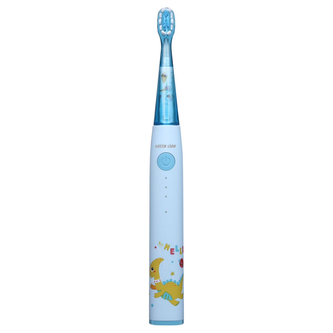 Green Lion Kids Electric Toothbrush, Brush Heads to Help Remove Plaque, 2 Minute Timer, IPX7 Water Resistant Features Easy On and Off Switch, BPA-Free, Safe for Ages 3+ - Blue