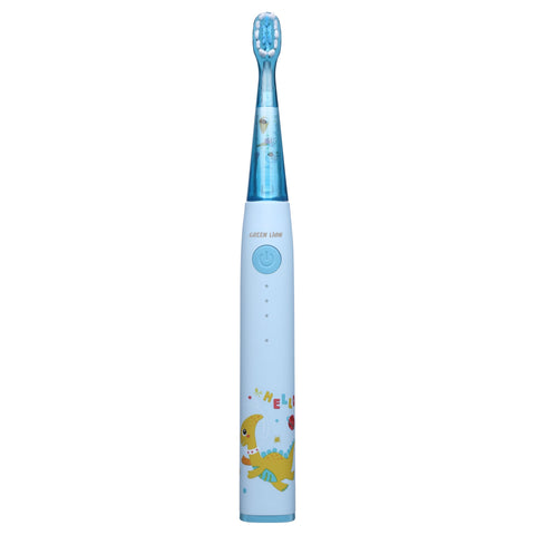 Green Lion Kids Electric Toothbrush, Brush Heads to Help Remove Plaque, 2 Minute Timer, IPX7 Water Resistant Features Easy On and Off Switch, BPA-Free, Safe for Ages 3+ - Blue
