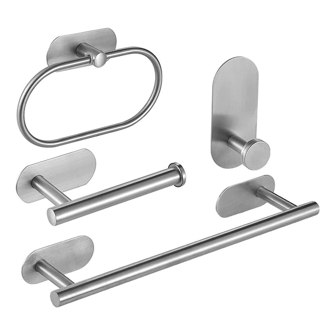 Bukela 4 Pcs Bathroom Towel Rack Hardware, Including 16" Towel Bar, Toilet Paper Holder, Towel Ring, Towel Racks for Bathroom (Silver)