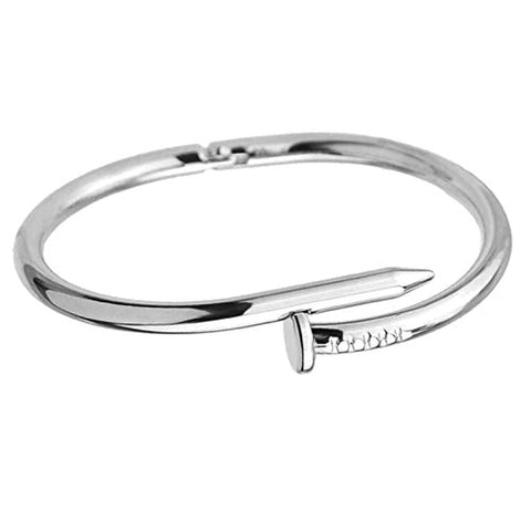 Stainless Steel Plated with Silver Nail Shaped Bracelet Color Silver