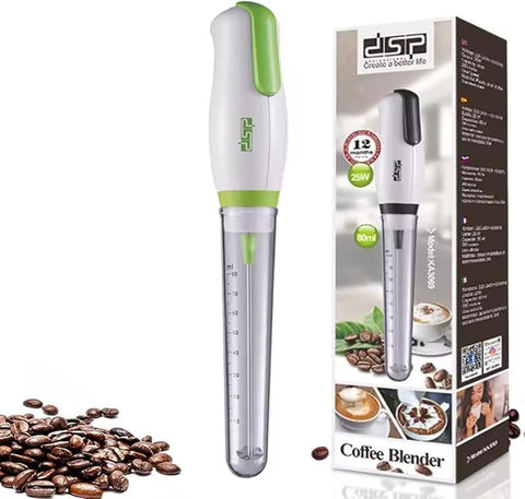 Milk frother handheld, electric mixer for coffee drink, foam bread maker, Durable and Electric coffee hand mixer, 25W Motor, 80ml Capacity, Stainless Steel & Plastic Design, KA3069 (Green)