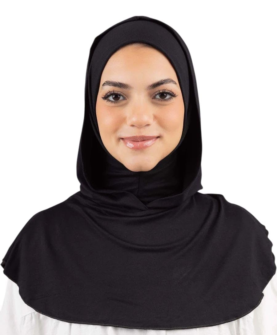 Black Women Hijab One Piece Slip On Full Head Neck Cover