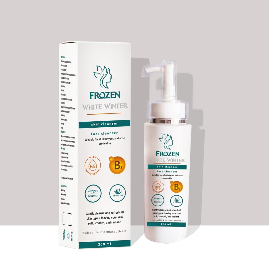 Nutraville Frozen Skin Cleanser with Salicylic Acid Niacinamide Aloe Vera and Tea Tree Oil Deep Pore Cleansing Face Wash for Oily Acne Prone and Combination Skin Removes Oil Blackheads 200ml