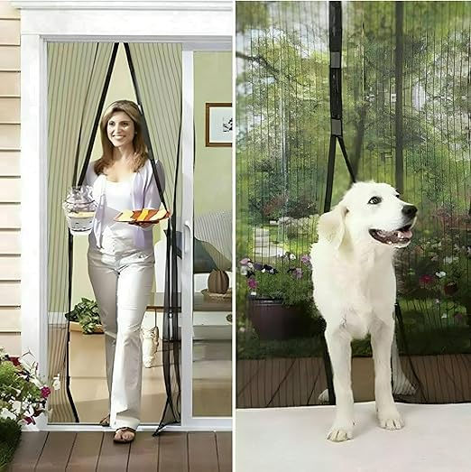 The magnetic curtain is a new innovation that closes automatically. It offers a new form of protection against insects and dust while allowing fresh air in. Random color selection. 2-piece.