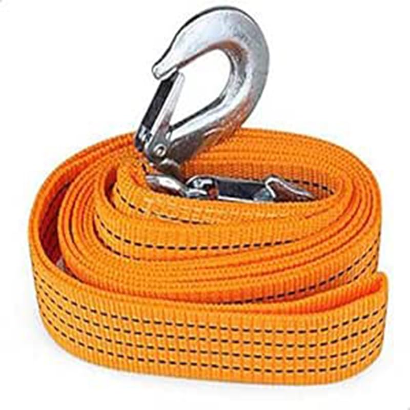 Kaber Egypt 2020 Emergency Nylon Tow Rope Heavy Duty Car Tow Rope Strong and Durable Steel Hook for Car Emergency Tow (Orange, 4 Meters, 3 Ton)