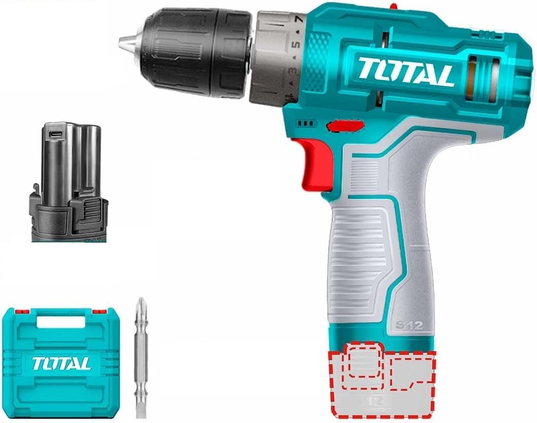 Lithium-Ion cordless drill 12V 20N Mechanical 2-speed gear No-load speed 0-400/0-1500rpm WITH 2Pcs 1.5Ah battery pack -TDLI12202